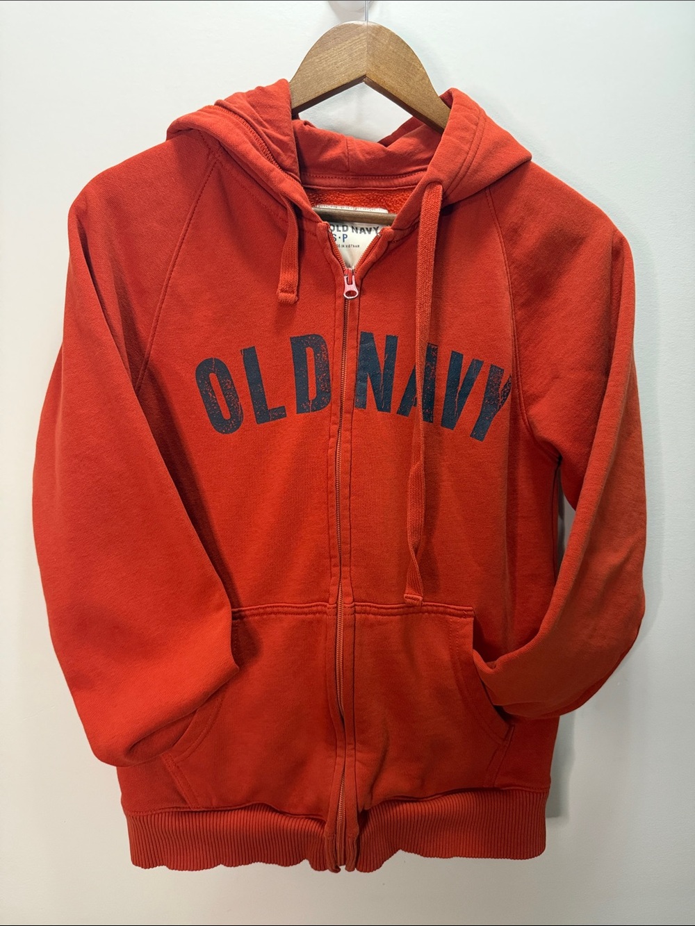 Y2K Old Navy Women’s Rust Full-Zip Hoodie with Logo Size S 24x19